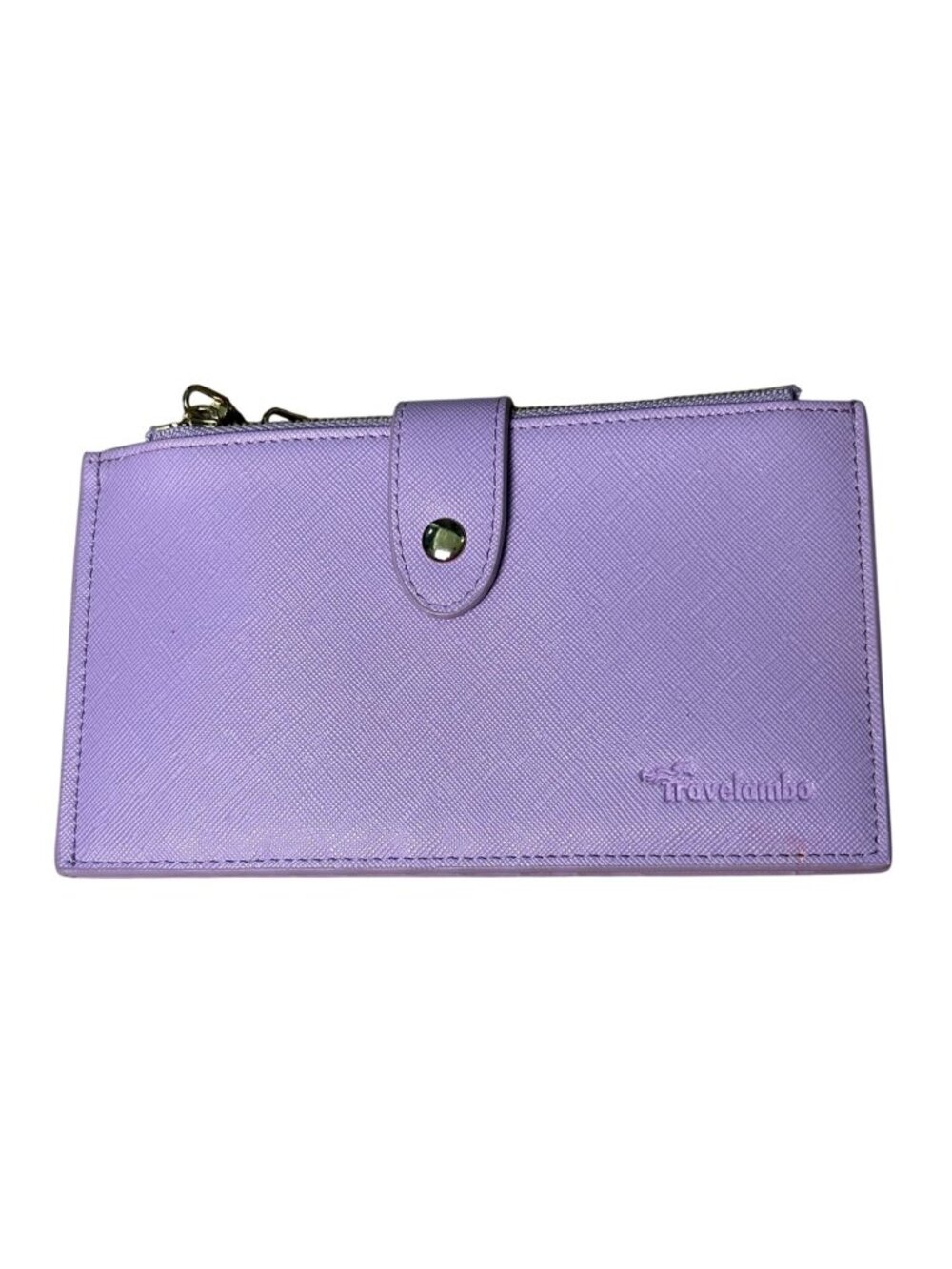 Travelambo Lavender RFID Large Wallet Multi Card Slots Snap Closure Zip Pockets